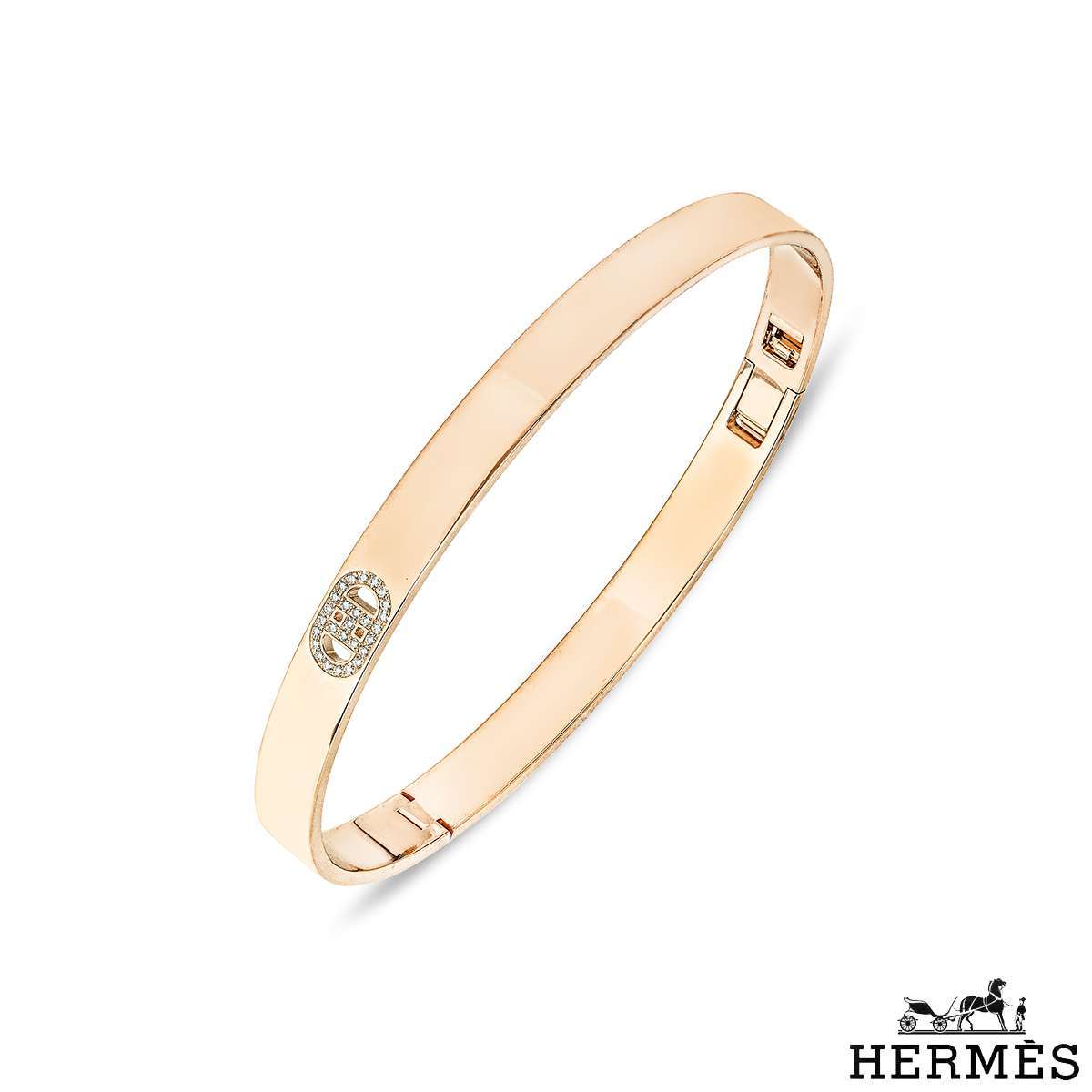 Hermes Rose Gold Diamond D Ancre Bracelet 0.07ct H115400B